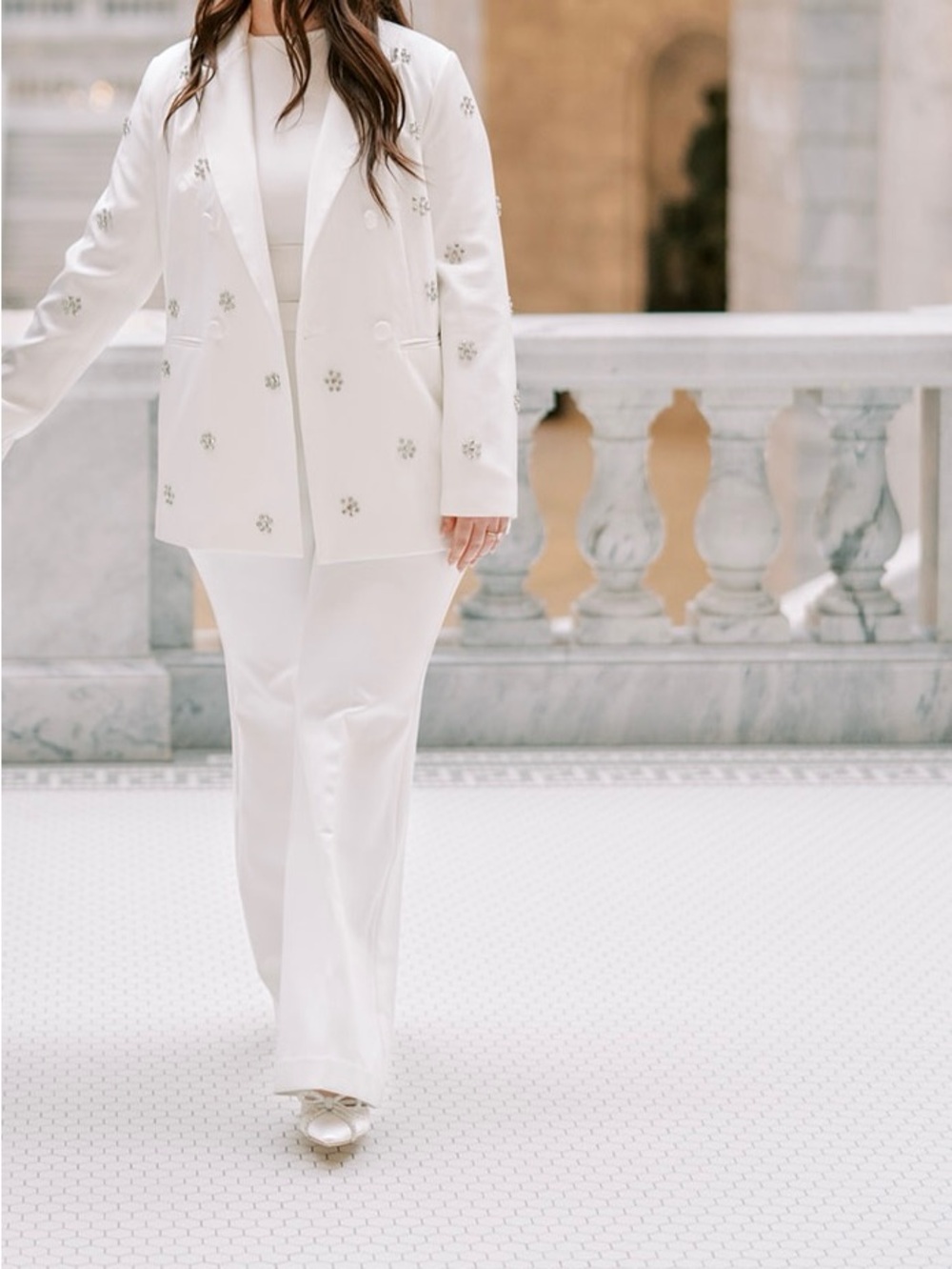 Boohoo White Embellished Blazer for Brides